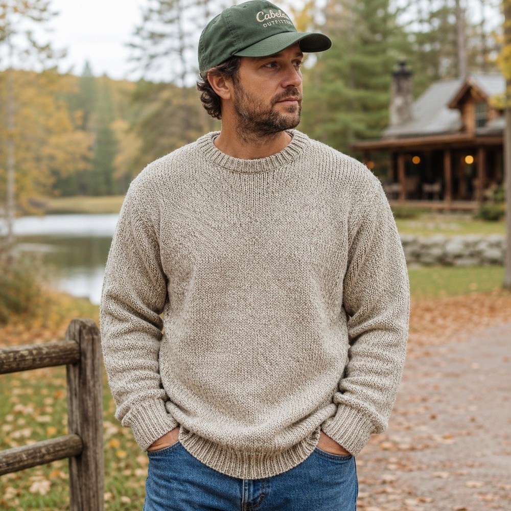 Vintage Cabela's Ragg Wool Blend Crewneck Sweater USA Heritage Outdoors Men's XL